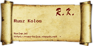 Rusz Kolos névjegykártya